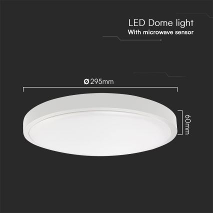 Lumină LED de tavan pentru baie cu senzor, cip SAMSUNG LED/18W/230V IP44 4000K, diametru 29 cm, albă + telecomandă