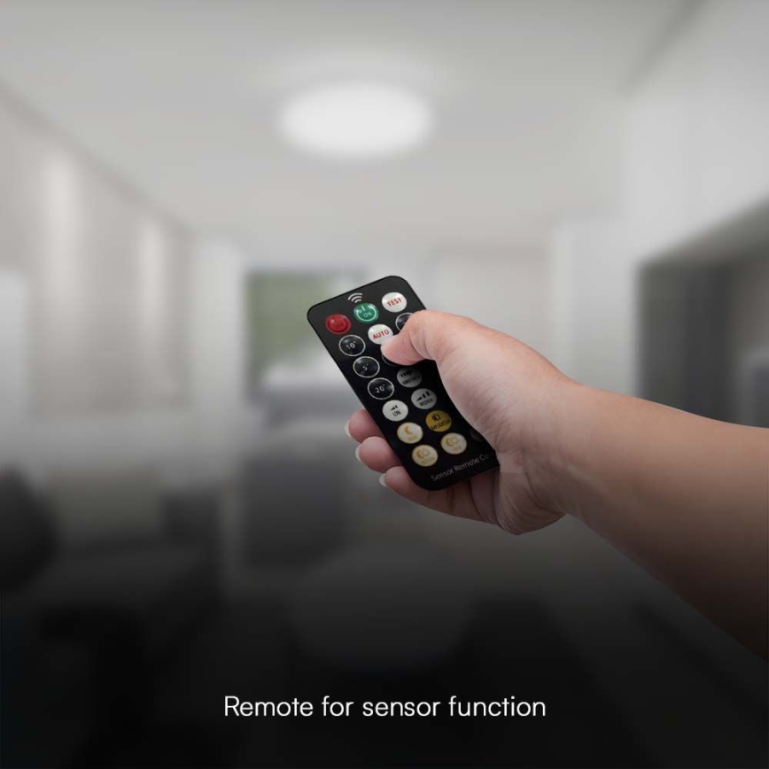 Lumină LED de tavan pentru baie cu senzor, cip SAMSUNG LED/24W/230V IP44 4000K, diametru 35 cm + telecomandă