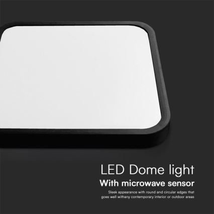 Plafonier LED pentru baie cu senzor, cip SAMSUNG LED/36W/230V IP44 4000K 42x42 cm negru + telecomandă