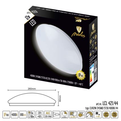 Nedes LCL421/44 - LED Plafoniera baie LED/12W/230V