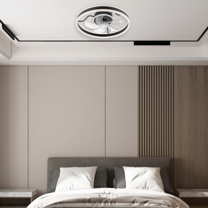 Lumină de plafon LED cu ventilator, dimabilă APOLLO LED/38W/230V negru + telecomandă