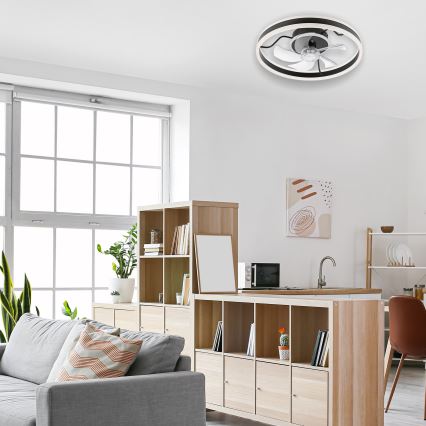 Lumină de plafon LED cu ventilator, dimabilă APOLLO LED/38W/230V negru + telecomandă