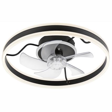 Lumină de plafon LED cu ventilator, dimabilă APOLLO LED/38W/230V negru + telecomandă