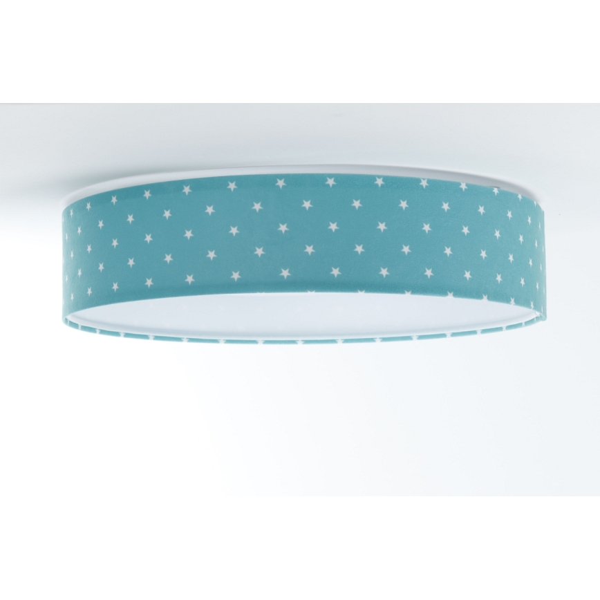Lustr LED pentru copii GALAXY KIDS LED/24W/230V cu steluțe turcoaz/alb