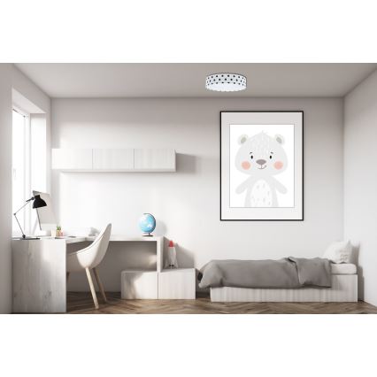 Lustr LED pentru copii GALAXY KIDS LED/24W/230V cu buline alb/negru