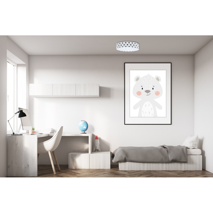 Lustr LED pentru copii GALAXY KIDS LED/24W/230V cu buline alb/negru