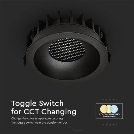 LED Plafonieră încastrabilă LED/12W/230V 3000/4000/6400K Ø 8,6 cm negru