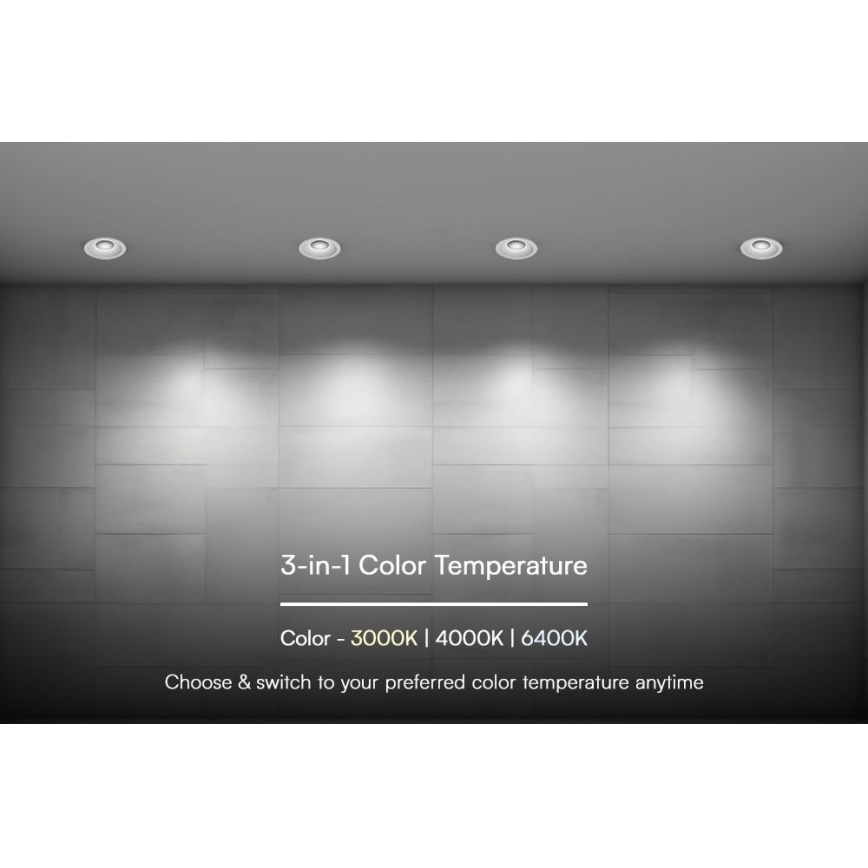 Plafonier LED încastrat LED/18W/230V 3000/4000/6400K diam. 10,6 cm alb