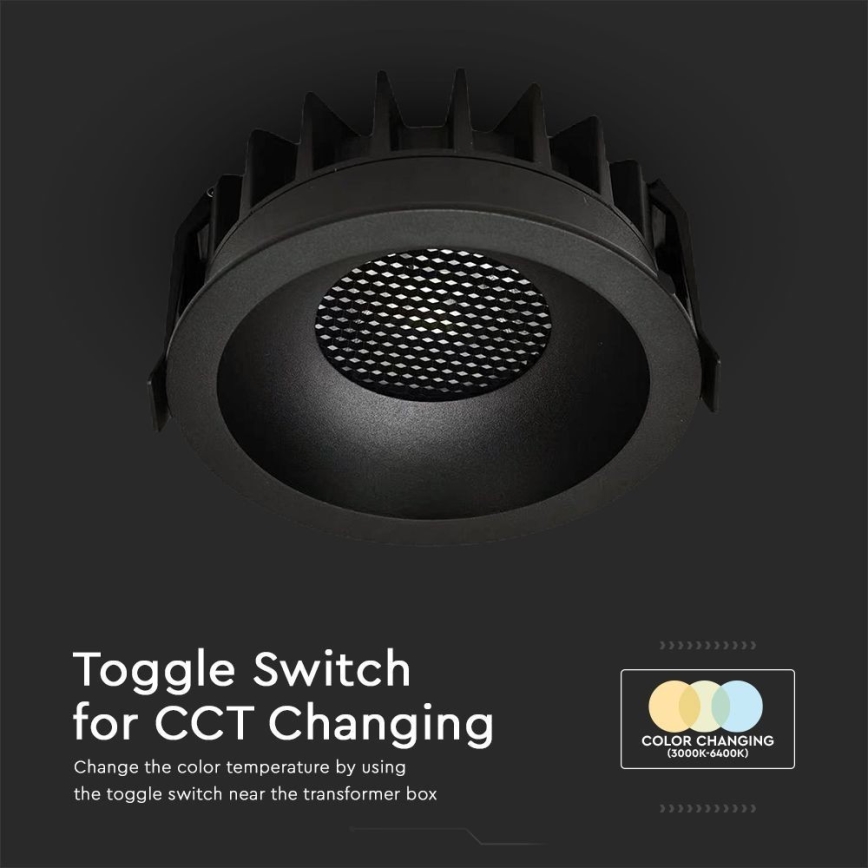 Corp de iluminat LED pentru tavan fals LED/18W/230V 3000/4000/6400K Ø 10,6 cm negru