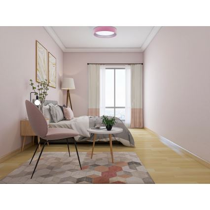 Lumină de plafon LED reglabilă SMART GALAXY LED/24W/230V diametru 44 cm roz/argintiu 3000-6500K + telecomandă
