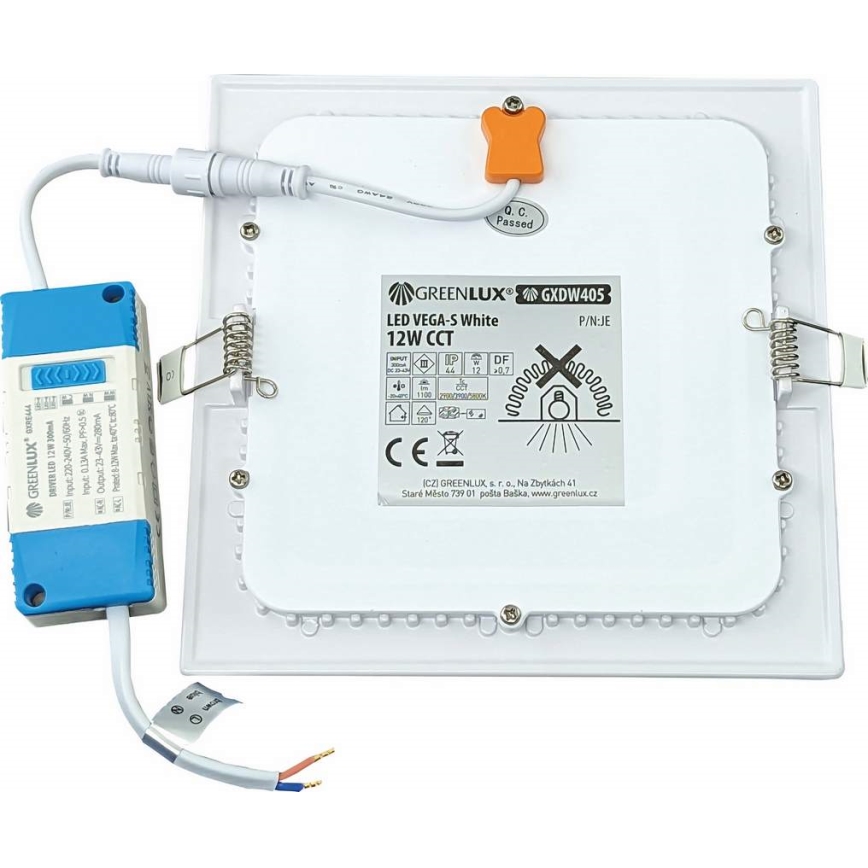 Corp de iluminat LED pentru tavan fals VEGA LED/12W/230V 2900/3900/5800K 17,5x17,5 cm alb