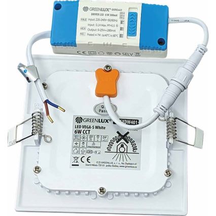 Lumină LED pentru tavan fals VEGA LED/6W/230V 2900/3900/5800K 12,5x12,5 cm albă