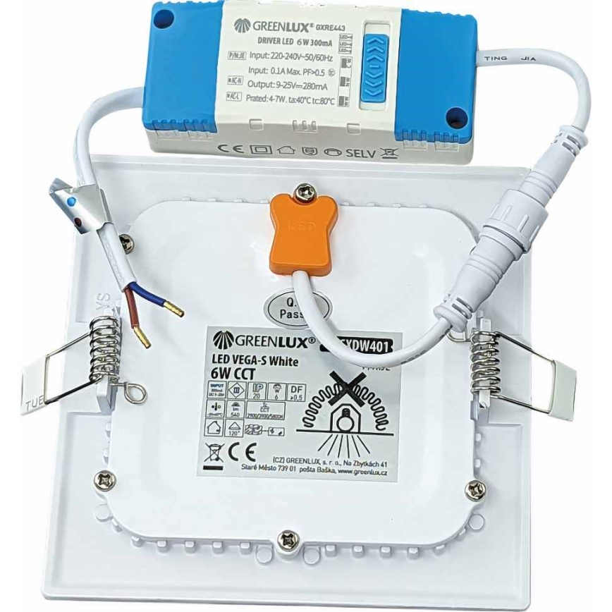 Lumină LED pentru tavan fals VEGA LED/6W/230V 2900/3900/5800K 12,5x12,5 cm albă