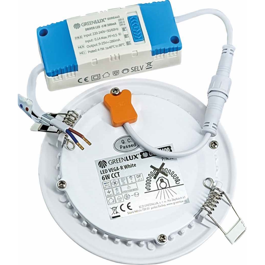 Lumină LED pentru tavan fals VEGA LED/6W/230V 2900/3900/5800K diametru 12,5 cm albă