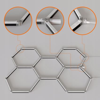 LED RGBW Plafonieră dimabilă HEXAGON LED/144W/85-265V 7000K 205x142 cm CRI 90 IP54 albă + telecomandă