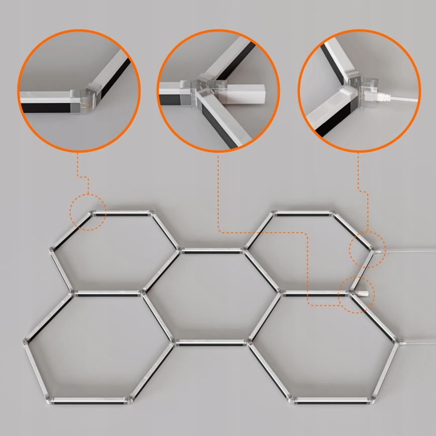 LED RGBW Plafonieră dimabilă HEXAGON LED/144W/85-265V 7000K 205x142 cm CRI 90 IP54 albă + telecomandă