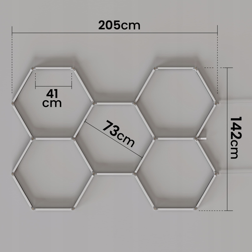 LED RGBW Plafonieră dimabilă HEXAGON LED/144W/85-265V 7000K 205x142 cm CRI 90 IP54 albă + telecomandă