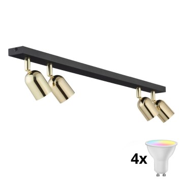 LED RGBW Dimmabil spot TOP 4xGU10/6,5W/230V 2700-6500K negru/auriu