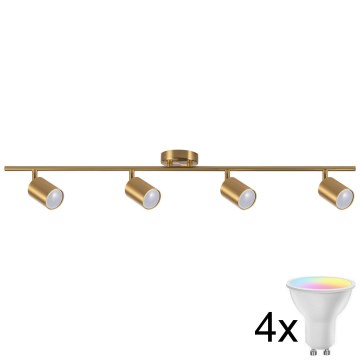 LED RGBW spot dimmabil GOLDI 4xGU10/4,8W/230V 3000K auriu + telecomandă