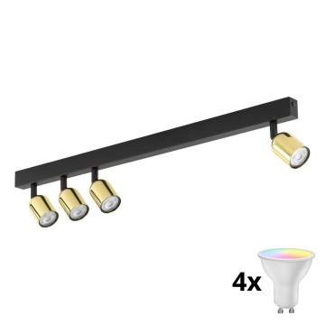 LED RGBW spot reglabil TOP 4xGU10/6,5W/230V 2700-6500K negru/auriu