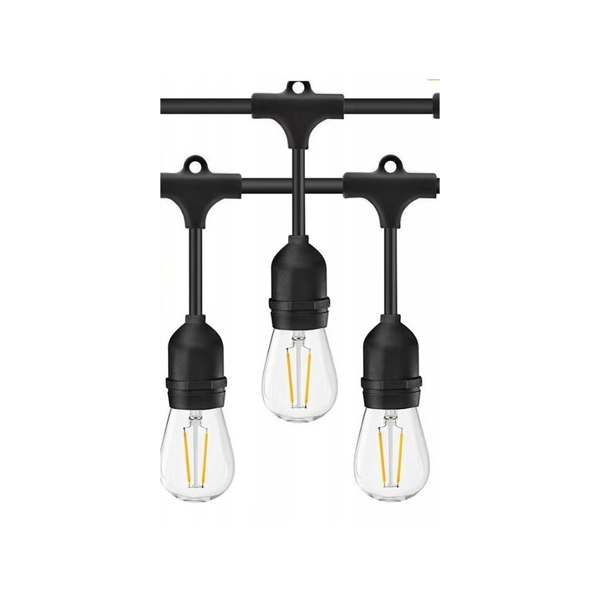 Șir decorativ LED pentru exterior 10xE27/1W/230V, 10 m, IP65, negru