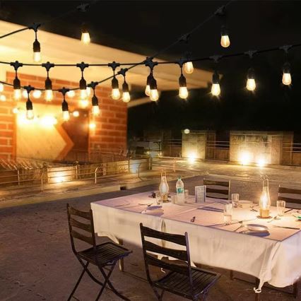 Șir decorativ LED pentru exterior 15xE27/1W/230V, 15 m, IP65, negru