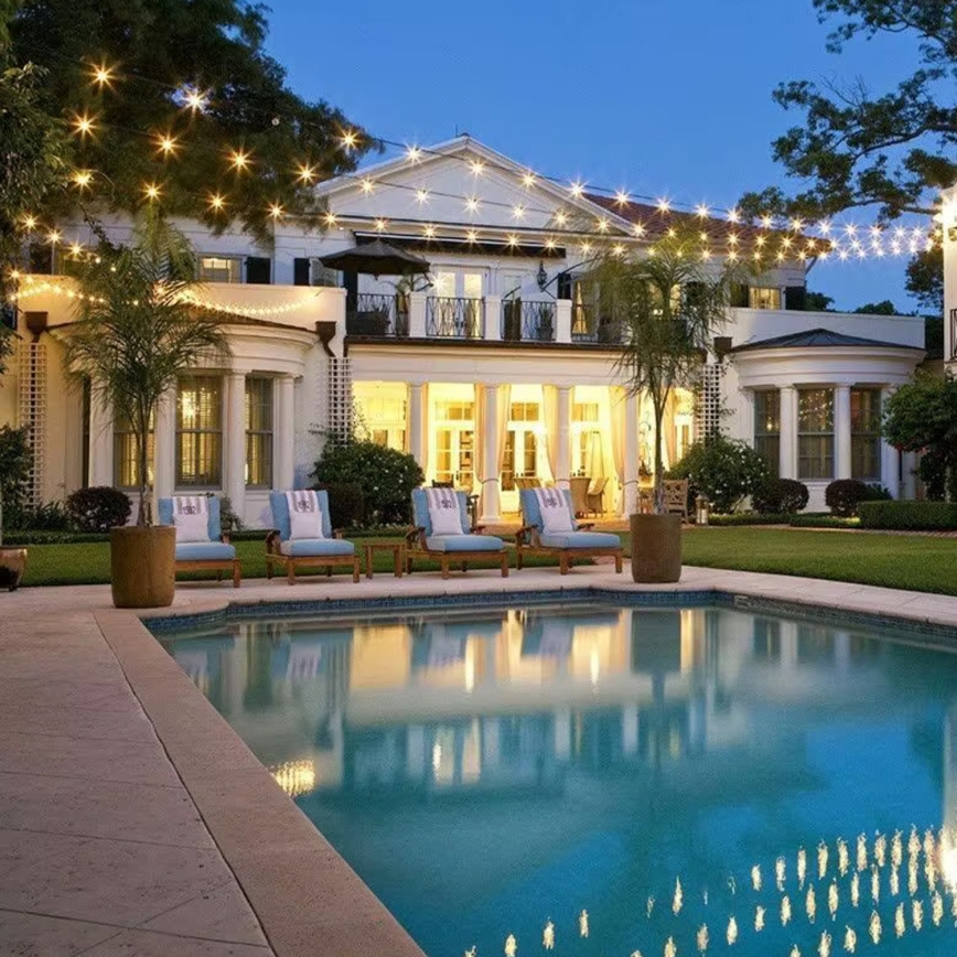 Șir decorativ LED pentru exterior 15xE27/1W/230V, 15 m, IP65, negru