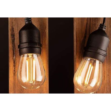 Șir decorativ LED pentru exterior 15xE27/1W/230V, 15 m, IP65, negru