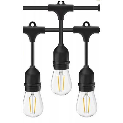 Șir decorativ LED pentru exterior 20xE27/1W/230V, 10 m, IP65, negru