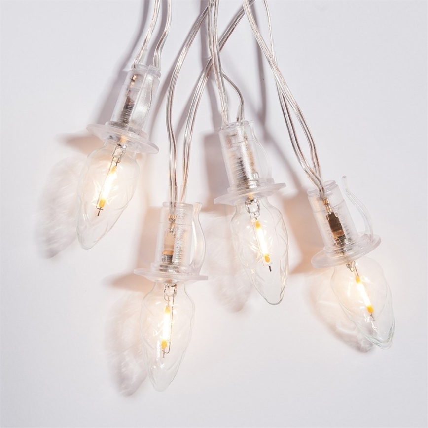 Șir luminos LED exterior de Crăciun CONE FILAMENT 20xE10 19m transparent/ alb cald IP44, Fabricat în Cehia