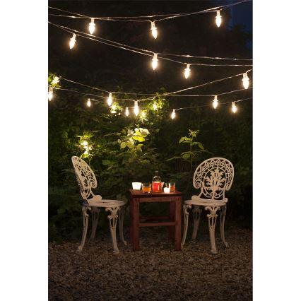 Șir luminos LED exterior de Crăciun CONE FILAMENT 20xE10 19m transparent/ alb cald IP44, Fabricat în Cehia