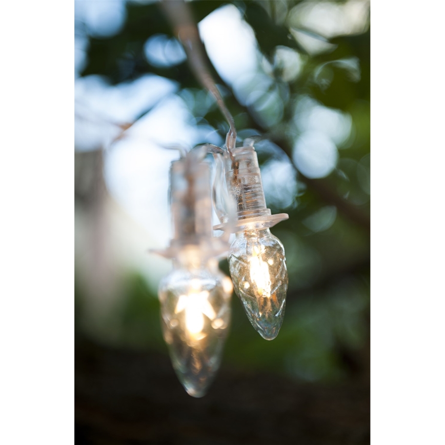 Șir luminos LED exterior de Crăciun CONE FILAMENT 20xE10 19m transparent/ alb cald IP44, Fabricat în Cehia