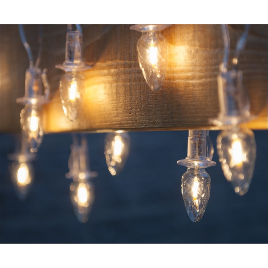 Șir luminos LED exterior de Crăciun CONE FILAMENT 20xE10 19m transparent/ alb cald IP44, Fabricat în Cehia