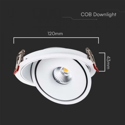 LED Spot încastrat pentru tavan LED/12W/230V 3000/4000/6400K diam. 12 cm alb