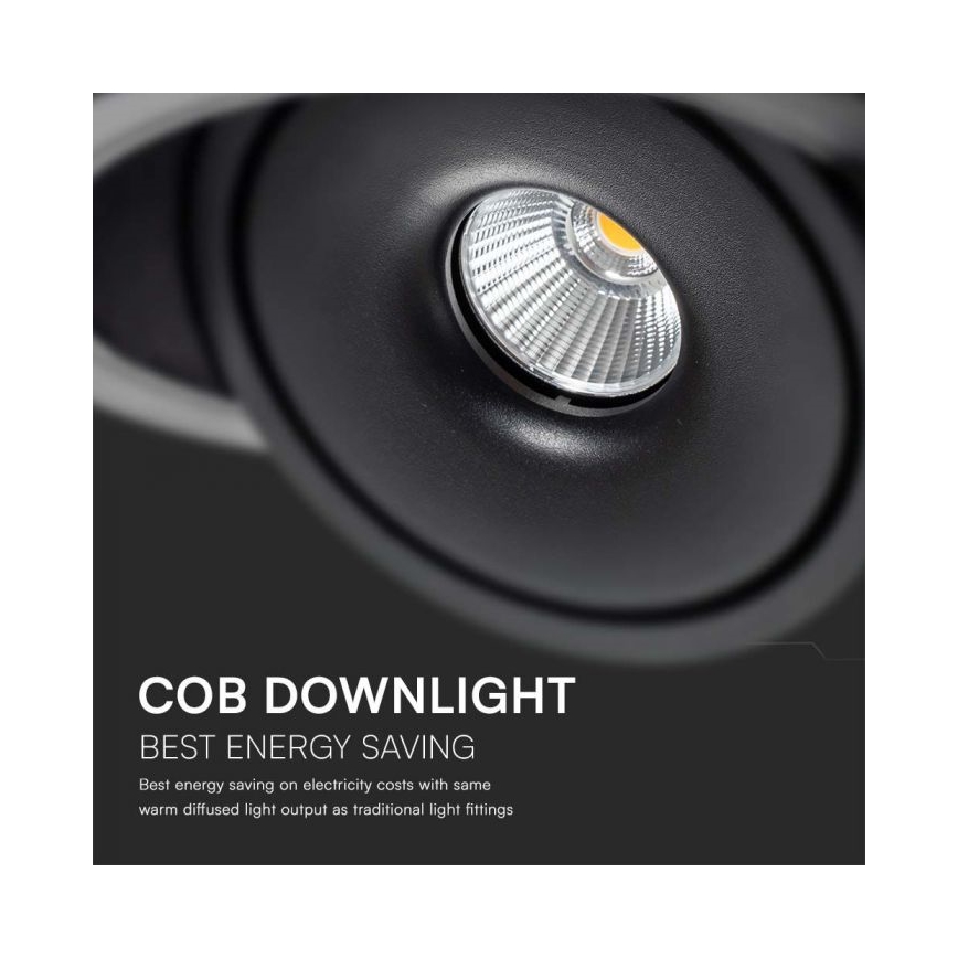 LED Spot încastrat pentru tavan LED/12W/230V 3000/4000/6400K diametru 12 cm negru