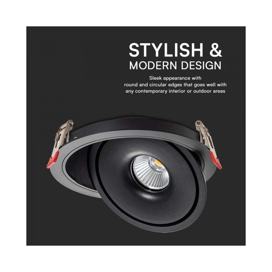 LED spot încastrat pentru tavan LED/28W/230V 3000/4000/6400K diam. 20 cm negru