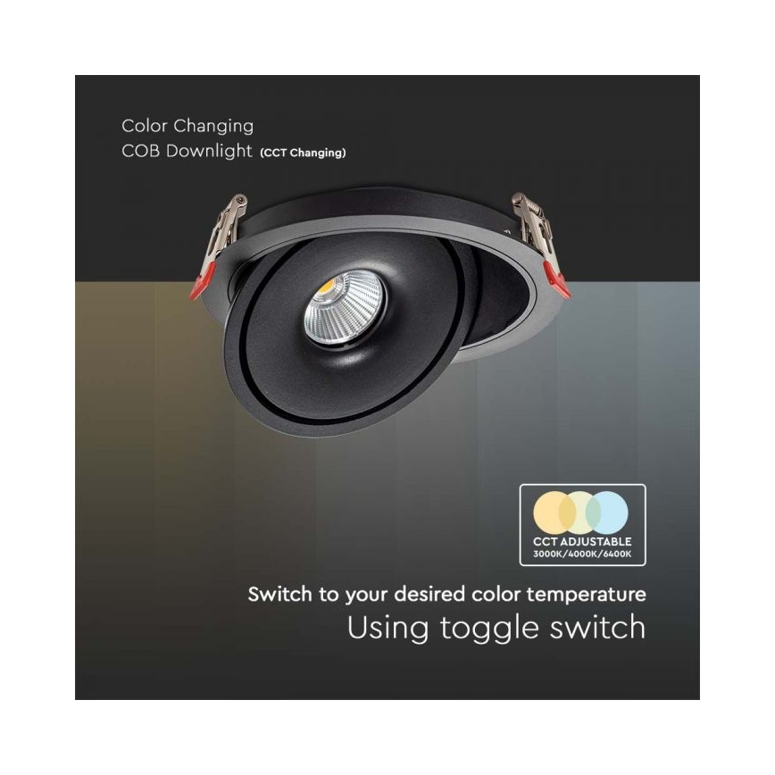 LED spot încastrat pentru tavan LED/28W/230V 3000/4000/6400K diam. 20 cm negru