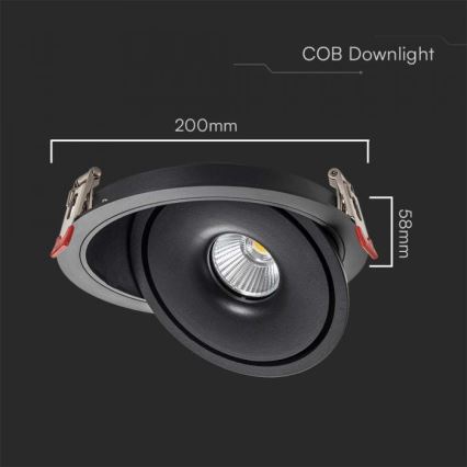 LED spot încastrat pentru tavan LED/28W/230V 3000/4000/6400K diam. 20 cm negru