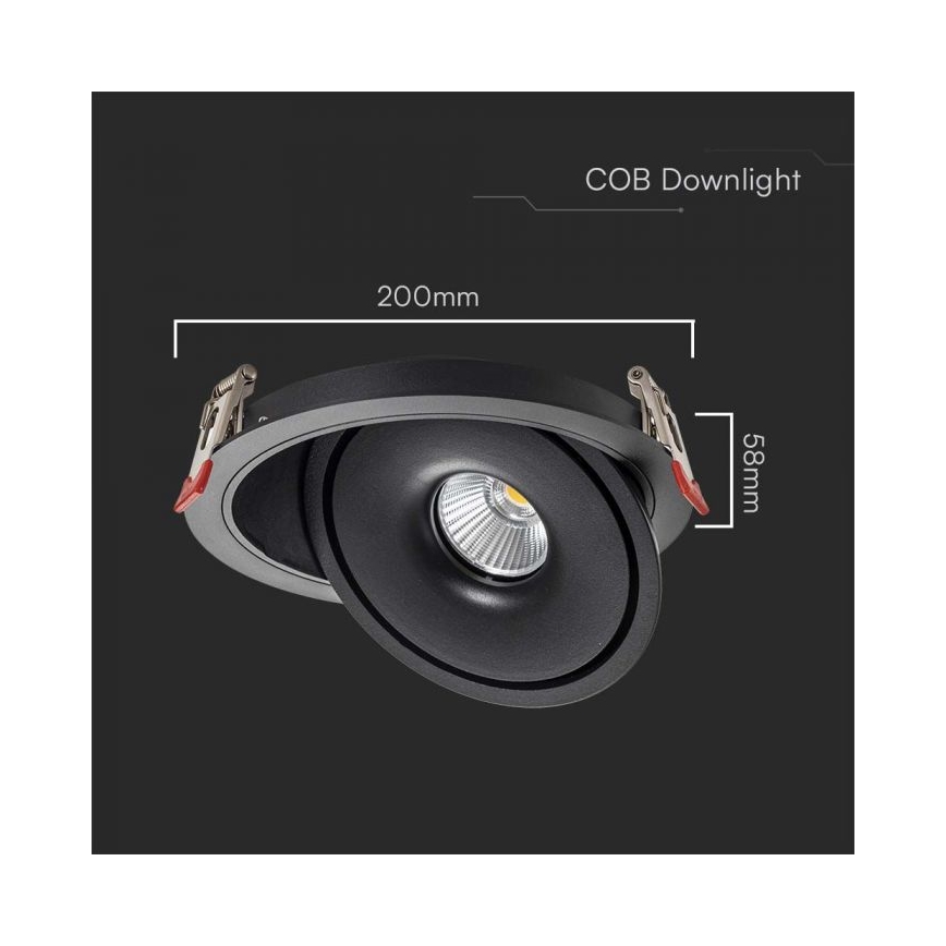 LED spot încastrat pentru tavan LED/28W/230V 3000/4000/6400K diam. 20 cm negru