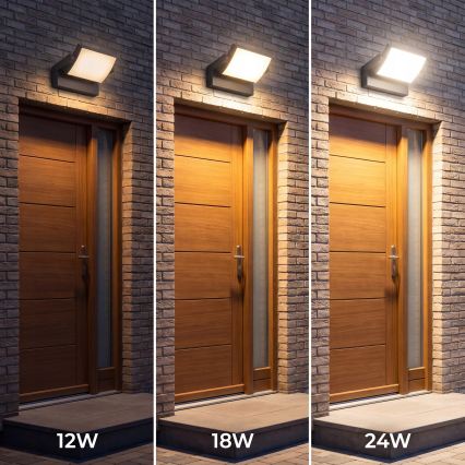 Lampă LED de perete reglabilă pentru exterior LED/12/18/24W/230V 3000/4000/6500K IP54 neagră
