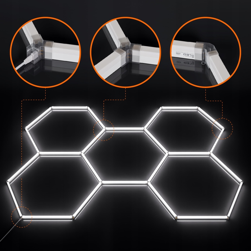 Plafonier LED dimabil HEXAGON LED/192W/85-265V 5000K 160x221 cm CRI 90 IP54 alb