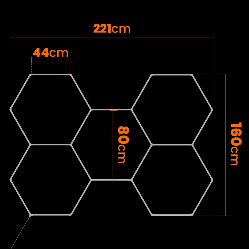Plafonier LED dimabil HEXAGON LED/192W/85-265V 5000K 160x221 cm CRI 90 IP54 alb