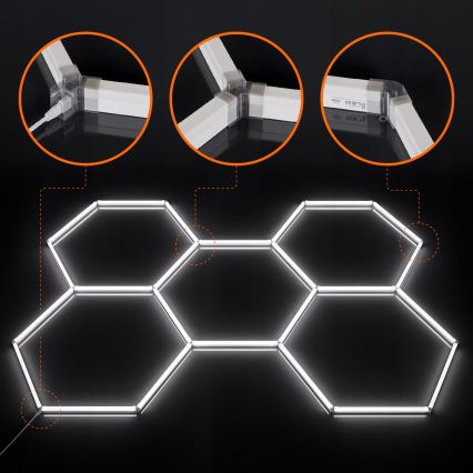 LED Plafonier dimabil HEXAGON LED/240W/85-265V 5000K 298x209 cm CRI 90 IP54 alb