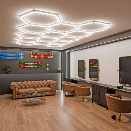 Plafonieră LED reglabilă HEXAGON LED/456W/85-265V 5000K 234x420 cm CRI 90 IP54 albă