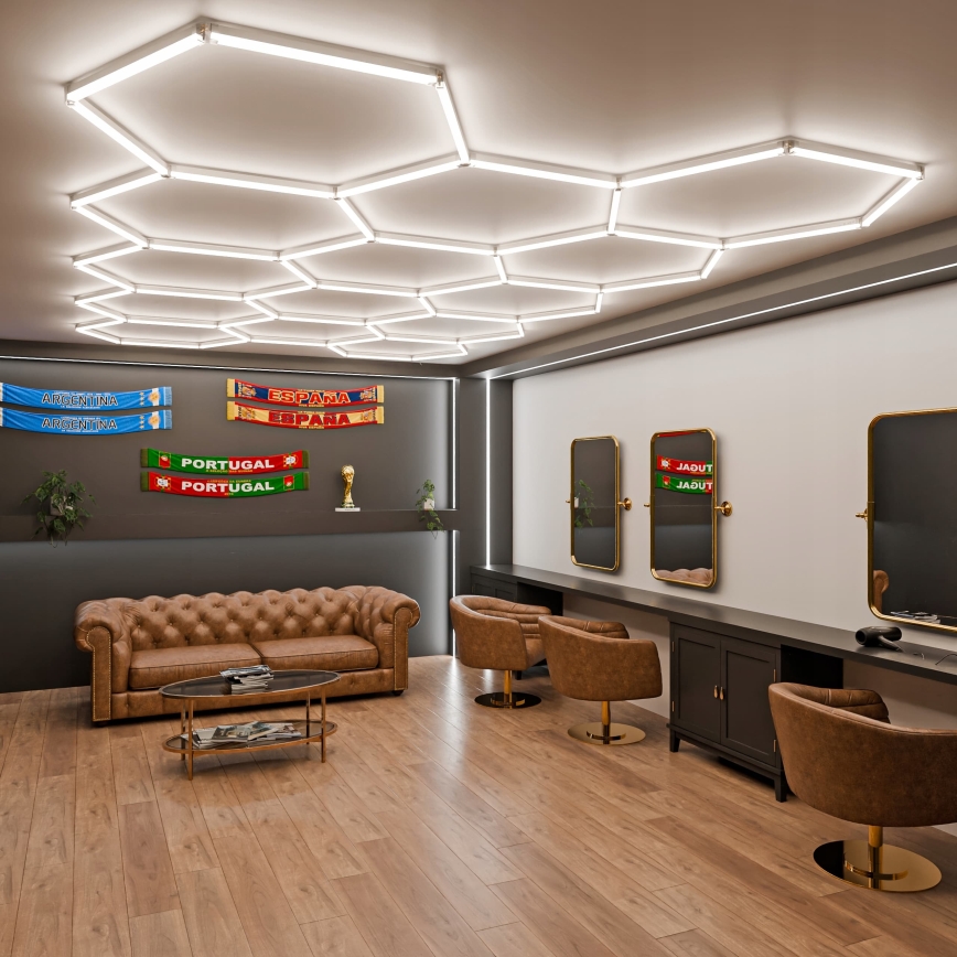 Plafonieră LED cu intensitate reglabilă HEXAGON LED/570W/85-265V 5000K 522x298 cm CRI 90 IP54 albă