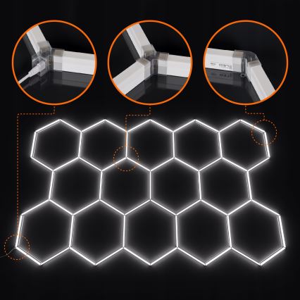 Plafonieră LED cu intensitate reglabilă HEXAGON LED/570W/85-265V 5000K 522x298 cm CRI 90 IP54 albă