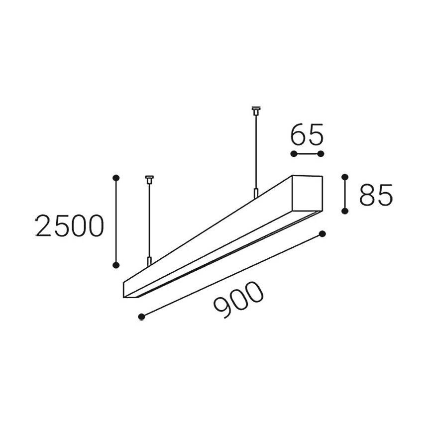 LED2 - Lustră LINO pe cablu, LED/24W/230V, 3000K/3500K/4000K, 90 cm, neagră