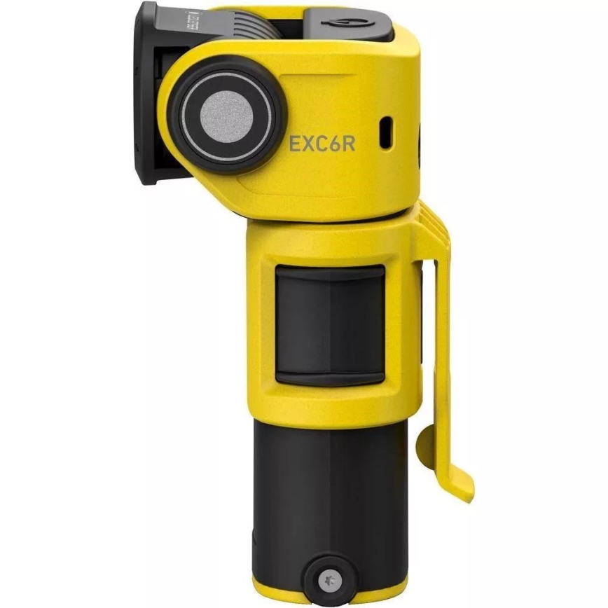 Ledlenser EXC6R - Lanternă LED reîncărcabilă, cu reglare a intensității și stație de încărcare, 1900 mAh, IP68, 300 lm, 10 h, galben