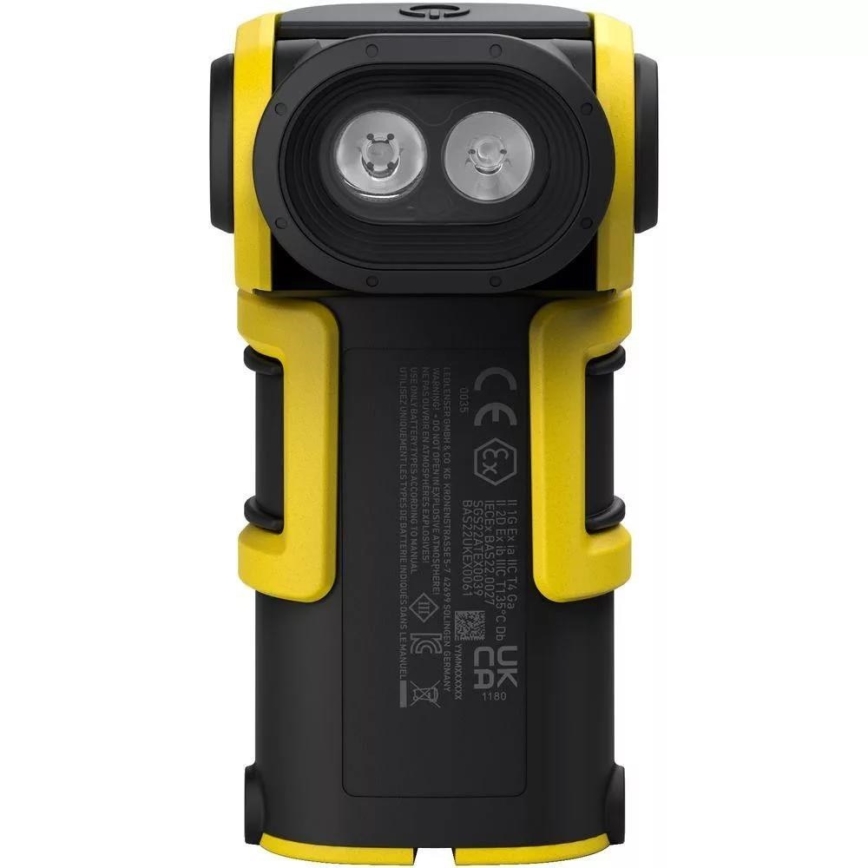 Ledlenser EXC6R - Lanternă LED reîncărcabilă, cu reglare a intensității și stație de încărcare, 1900 mAh, IP68, 300 lm, 10 h, galben