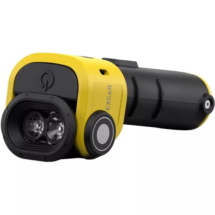Ledlenser EXC6R - Lanternă LED reîncărcabilă, cu reglare a intensității și stație de încărcare, 1900 mAh, IP68, 300 lm, 10 h, galben